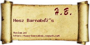 Hesz Barnabás névjegykártya